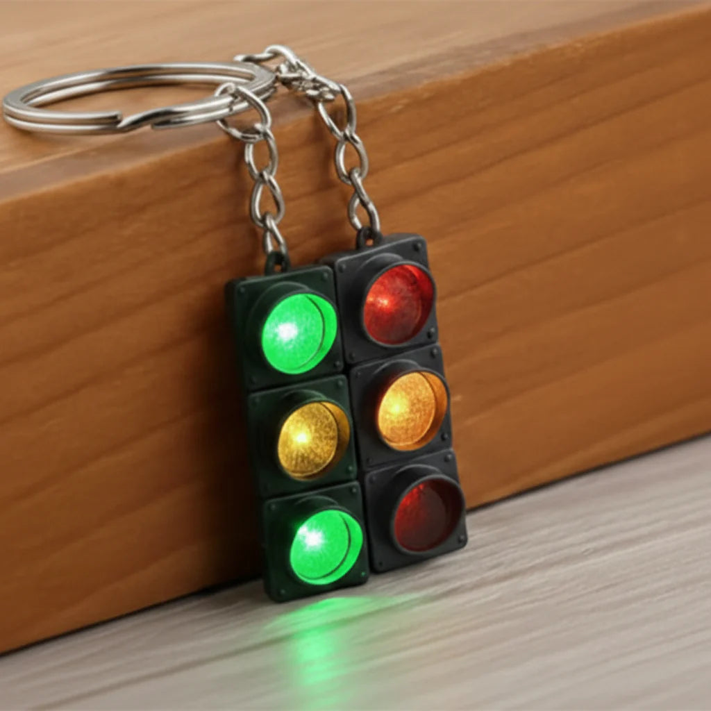 Traffic Light LED Keychain Lights Up And Glows!