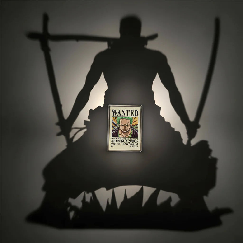 Roronoa Zoro Shadow Wall Lamp One Piece Anime 3D LED Illusion Night Light, USB Powered,Touch Control
