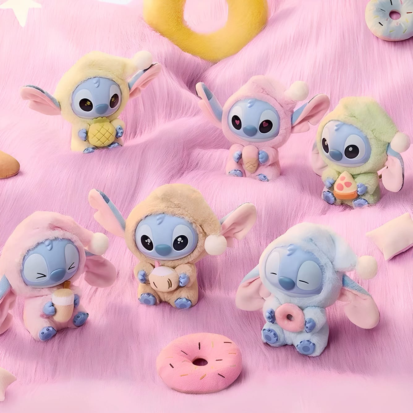 Disney Stitch Eat Something Before Sleep Collection Vinyl Plush Toy Surprise Box Figure Model Random Design Blind Box Toy Collectible Toy for Home Decor Birthday Gifts Pack of 3