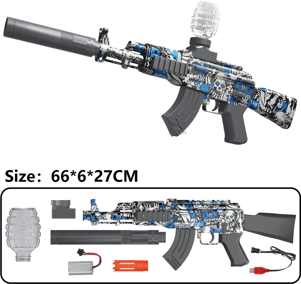 AK 47 Automatic Electric Gel Blaster Gun Toy in Shooting for Kids with Water Bullets Rechargeable Outdoor Action Play Shooting Toy
