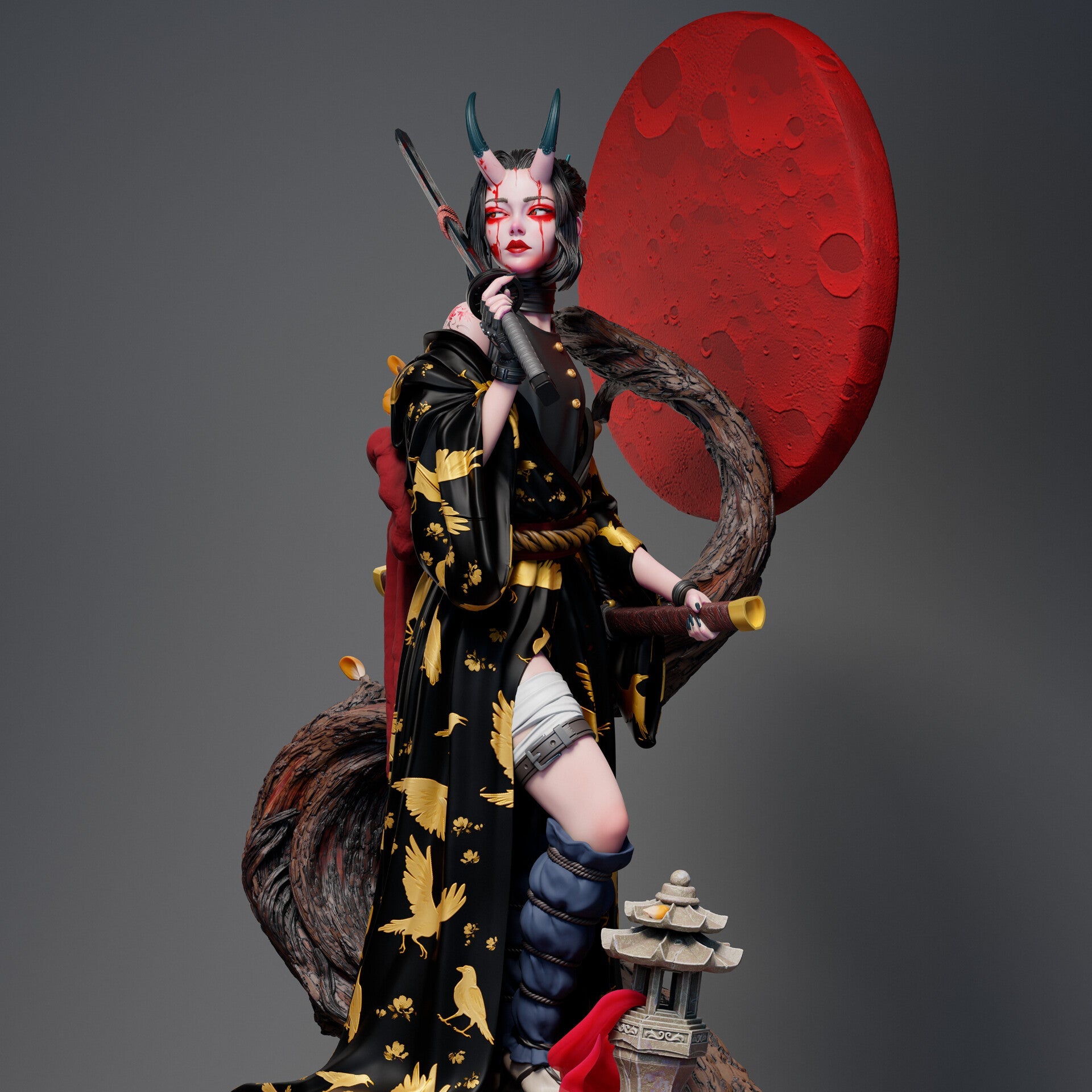 One Grace and Tear 3D Printed Resin Statue By Tibs 3D Studio – Premium Samurai Art Collector Edition