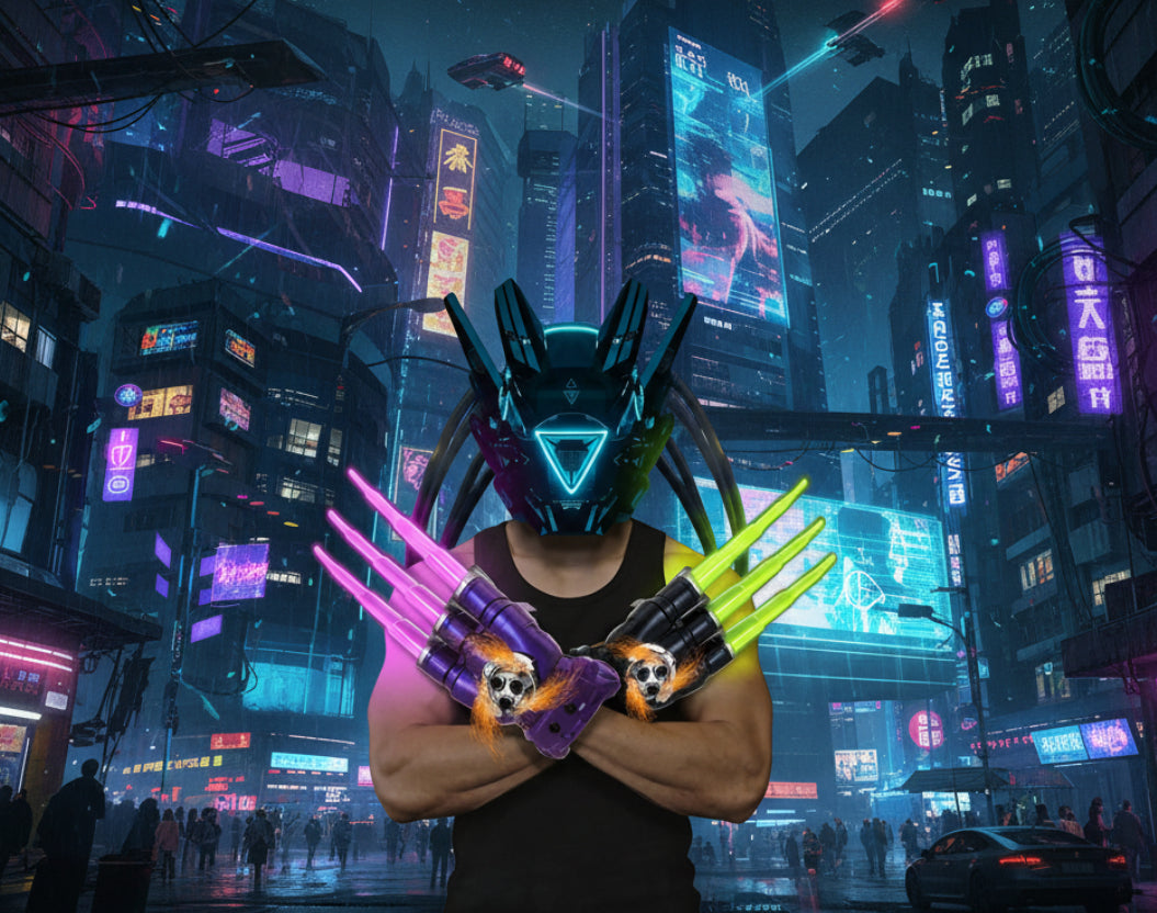 Wolverine Fire Wolf Claw LED Retractable Gloves with Spinning Spark Colourful Light Battle (Limited edition )