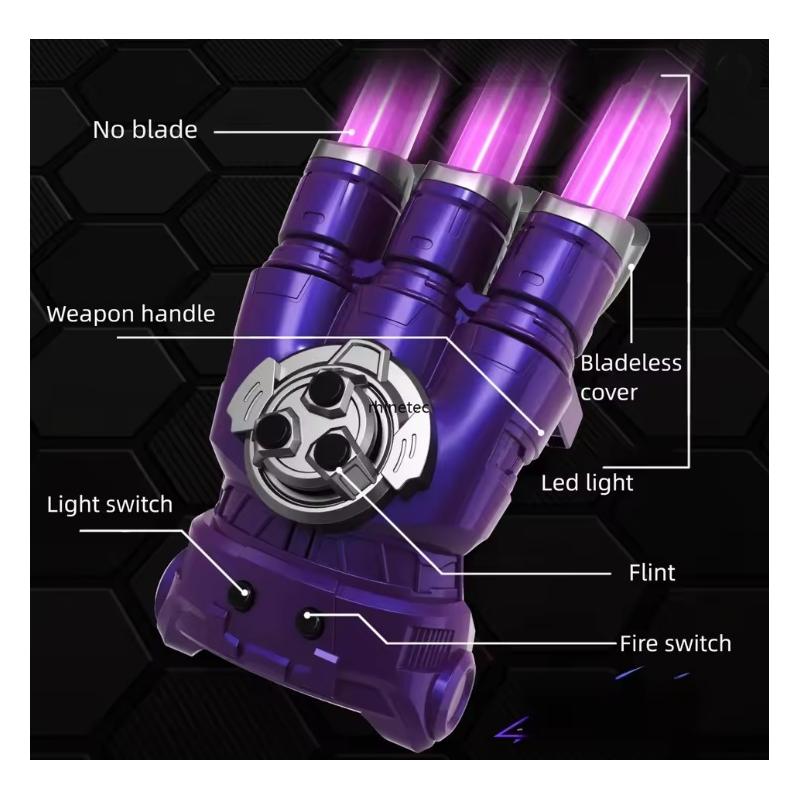 Wolverine Fire Wolf Claw LED Retractable Gloves with Spinning Spark Colourful Light Battle (Limited edition )