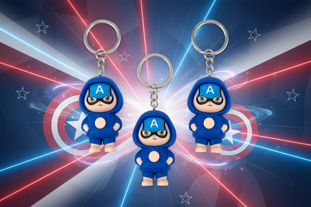 Captain America - 3 in 1 Superhero Face Changing Keychain Pack of 3 ( limited edition )