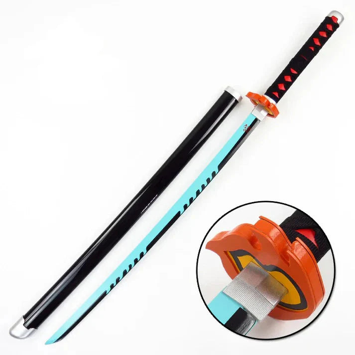 Tanjiro Fire Blue Blade 104 cm Katana Fully Assembled