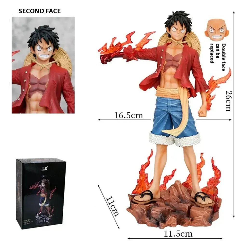One Piece :  Luffy Flame Standing Action Figure - 26cm Dual Face With Blister And Box