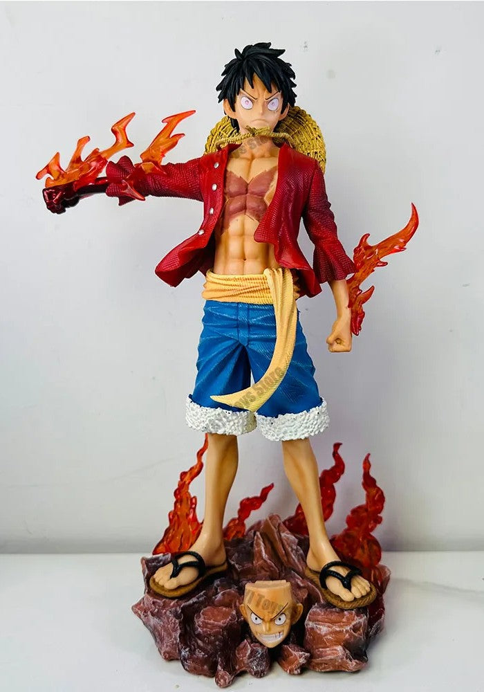 One Piece :  Luffy Flame Standing Action Figure - 26cm Dual Face With Blister And Box