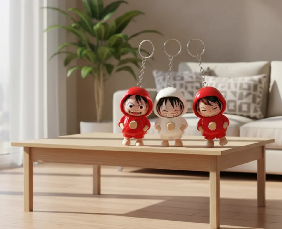 Luffy Face Changing Keychain Pack of 3