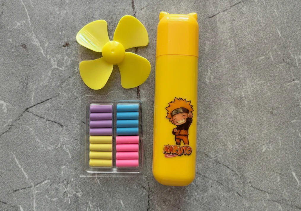 Naruto Electric Fan Eraser Battery-Operated Erasers for Kids, Drawing, Sketching, School and Office Use