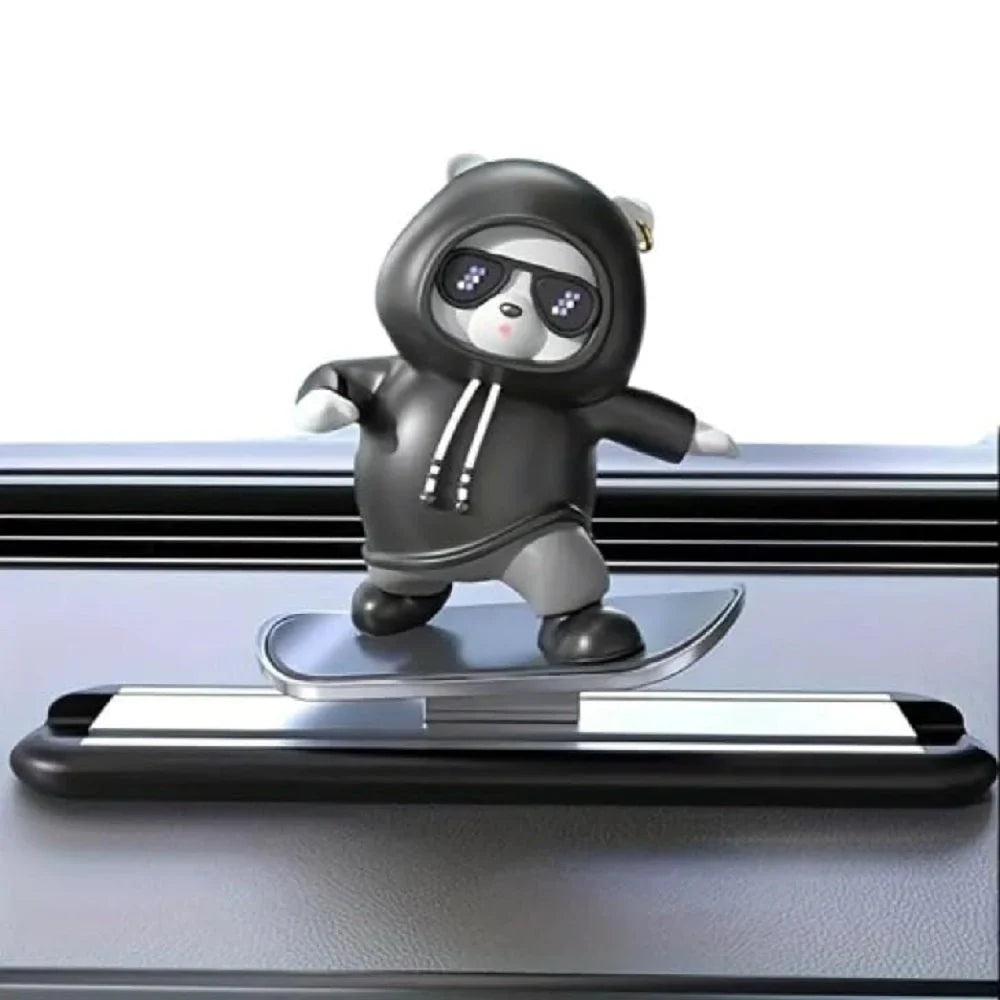 Skateboarding Cute Panda Auto Sliding Motion Decor, Cool Sliding Car Dashboard Figurines