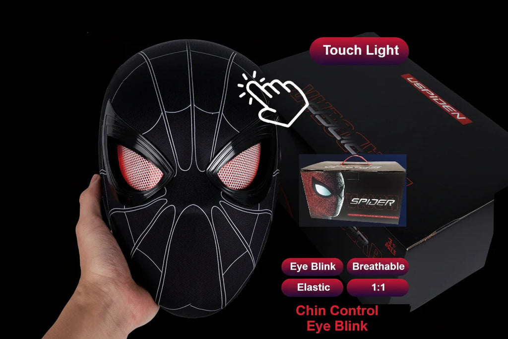 Spiderman Black Raimi 1:1 Cosplay Mask Helmet Touch Light Chin Control Eye Blink Limited Edition