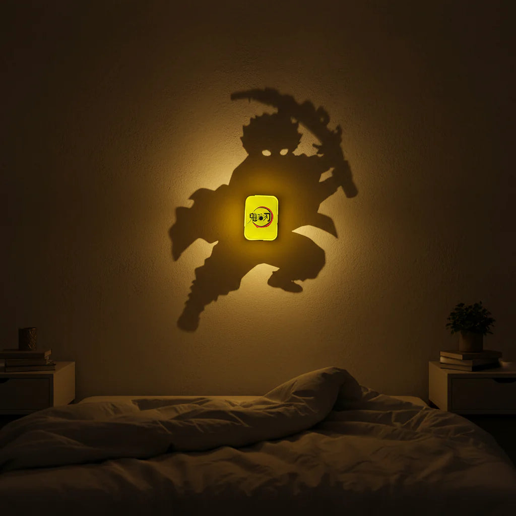 Tanjiro Shadow Wall Lamp One Piece Anime 3D LED Illusion Night Light, USB Powered,Touch Control