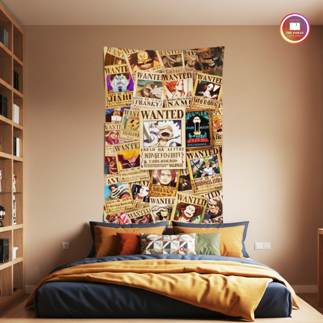 One Piece Anime Wanted Pirates Tapestry for Home Bedroom Living Room (Multicolor)