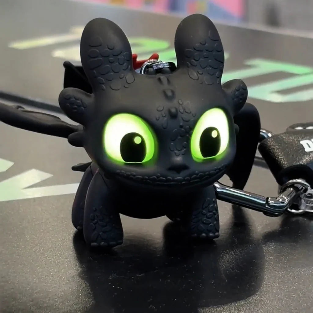 Mini Dragon Lighting Keychain with Moving Wings Black Color (Night Fury) limited edition