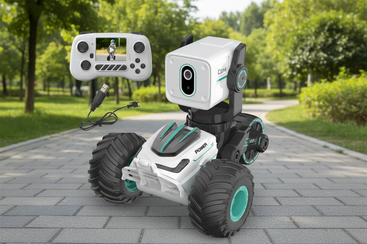 RC Stunt Car with Voice Control, Photo & Video Function – Dual Mode 360° Rotating Car with Lights & Big Tires