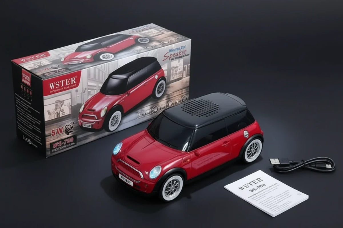 WSTER WS-790 Mini Cooper Model Wireless Car Bluetooth Speaker 5 Watts| FM Radio, USB, TF Card, LED Lights